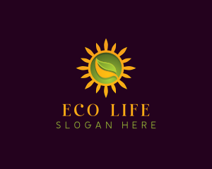  Ecology Sun Leaf logo design