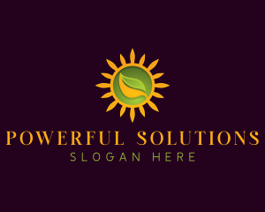  Ecology Sun Leaf logo design