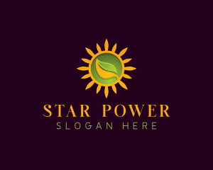  Ecology Sun Leaf logo design