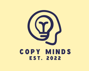 Human Mind Light Bulb logo design