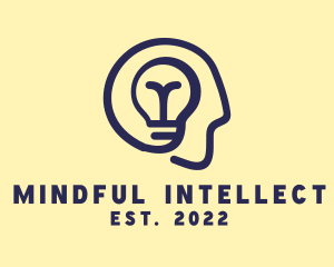 Human Mind Light Bulb logo design