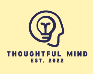 Human Mind Light Bulb logo design