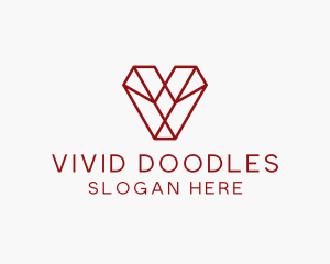 Geometric Diamond Letter V logo design