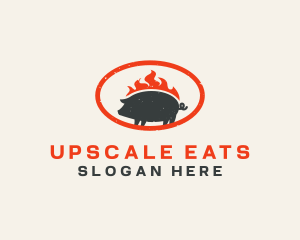 Barbecue Fire Pig logo design