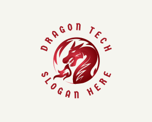 Fire Dragon Creature logo design