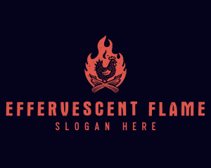 Flame Chicken Barbecue logo design