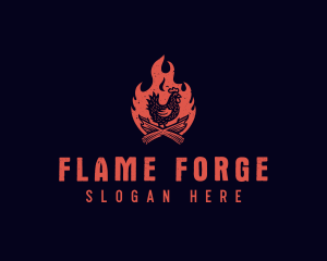 Flame Chicken Barbecue logo design