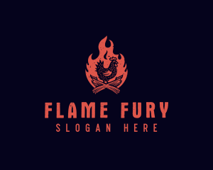 Flame Chicken Barbecue logo design