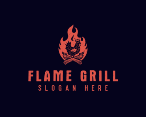 Flame Chicken Barbecue logo design