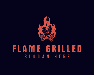 Flame Chicken Barbecue logo design