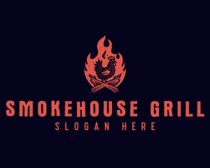 Flame Chicken Barbecue logo design