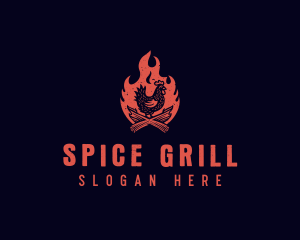 Flame Chicken Barbecue logo design