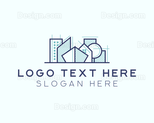 Architecture Blueprint Building Logo