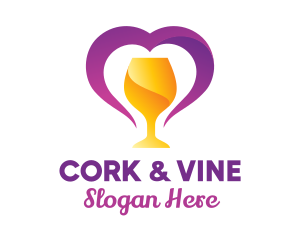 Heart Wine Goblet logo design