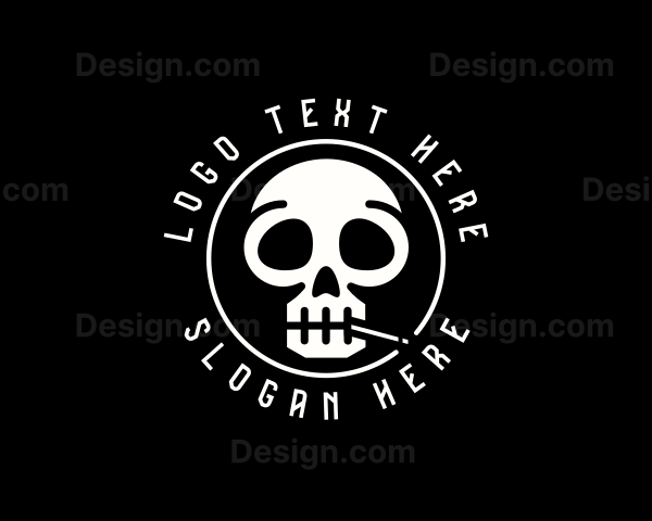 Skull Cigarette Smoking Logo