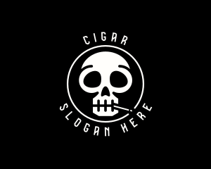 Skull Cigarette Smoking logo design