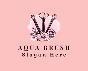 Floral Makeup Brushes logo design