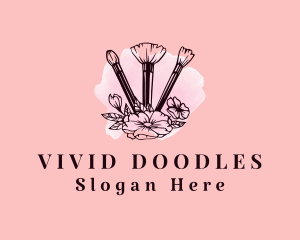 Floral Makeup Brushes logo design