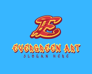 Graffiti Art Letter E logo design