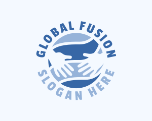 Blue Global Hands Charity logo design