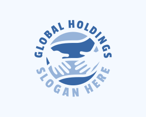 Blue Global Hands Charity logo design