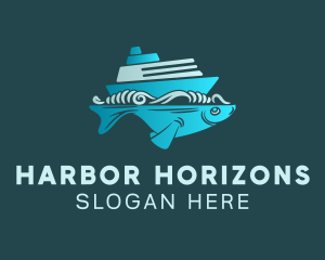 Blue Fishing Boat logo design