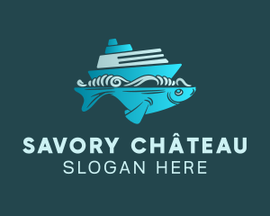 Blue Fishing Boat logo design