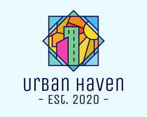 Stained Glass Urban City logo design