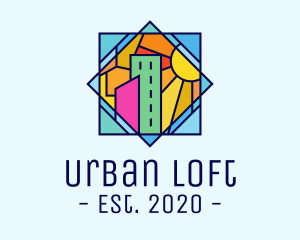 Stained Glass Urban City logo design