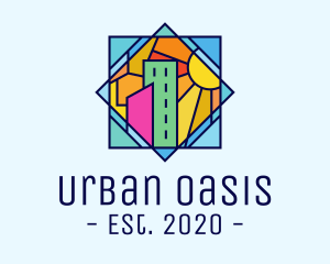 Stained Glass Urban City logo design