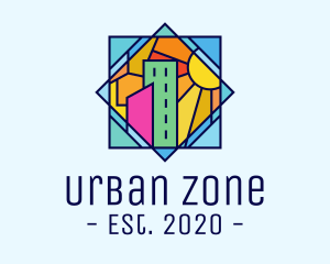 Stained Glass Urban City logo design