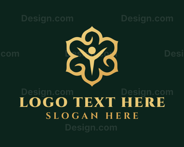 Golden Yoga Flower Logo