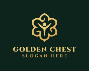 Golden Yoga Flower logo design