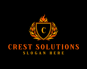 Flaming Royal Crest logo design