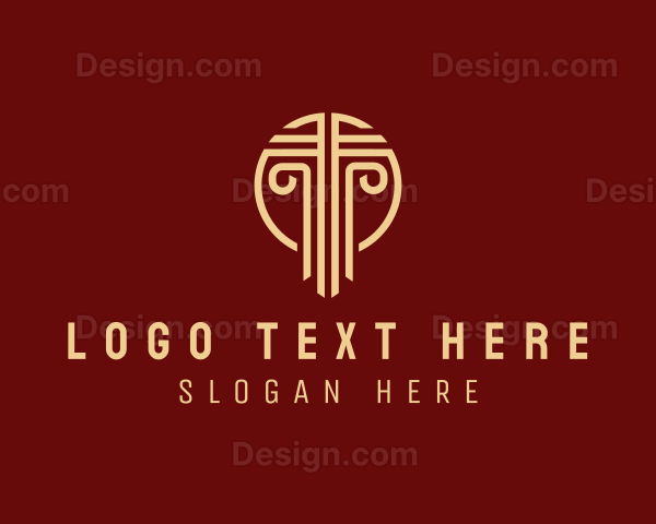 Oriental Architectural Pillar Logo