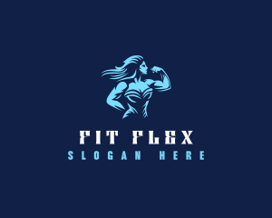 Woman Muscle Physique logo design