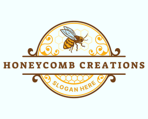 Honeycomb Bumblebee Honey logo design