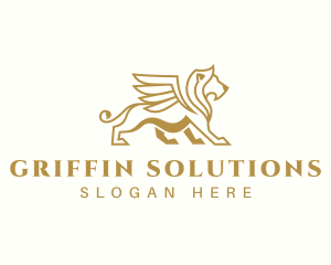 Lion Wing Griffin logo design