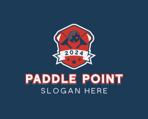 Pickleball Paddle Ball Emblem logo design