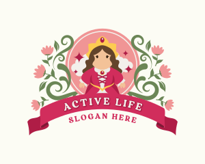 Cute Floral Queen Cartoon Logo