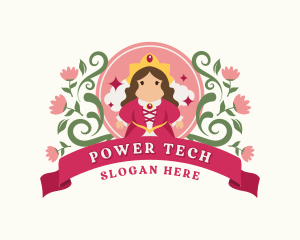 Cute Floral Queen Cartoon logo
