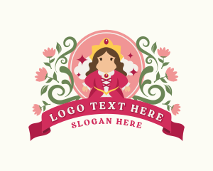 Cute Floral Queen Cartoon logo
