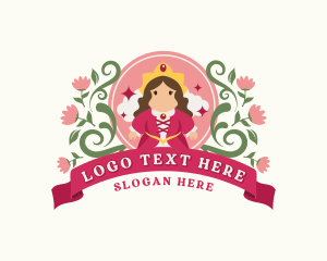 Cute Floral Queen Cartoon logo