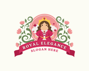 Cute Floral Queen Cartoon logo design