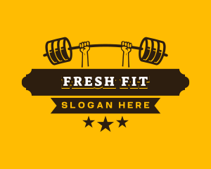 Weightlifting Barbell Fitness logo design