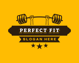 Weightlifting Barbell Fitness logo design