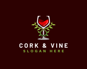 Vine Wine Glass logo design