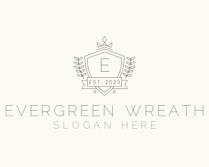 Crown Shield Wreath logo design