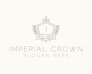 Crown Shield Wreath logo design