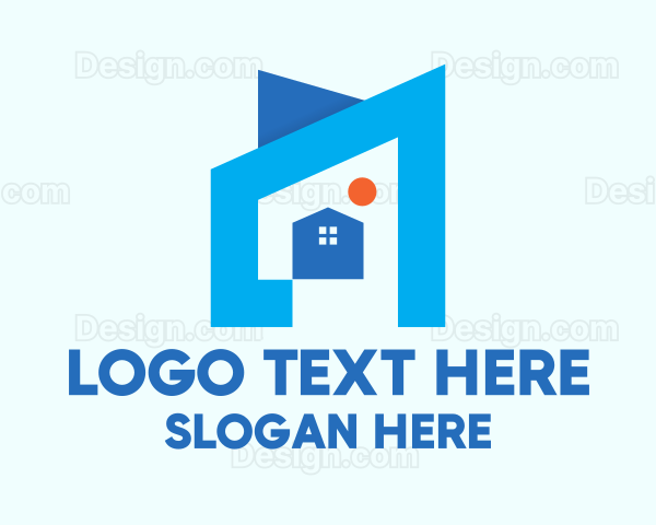 Blue Geometric House Logo